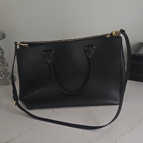 Ralph Lauren Leopard Print Satchel - Black and Tan - Picture 3 of 9